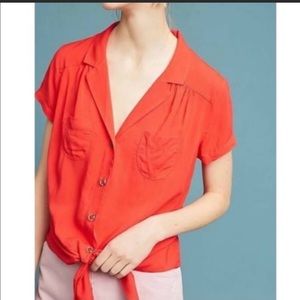 Maeve Bateau Front Tie Blouse from Anthropologie